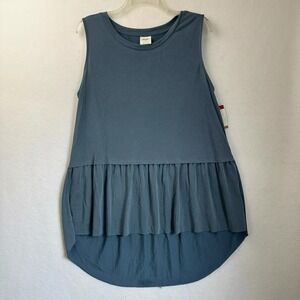 NWT Mote top tank women Sleeveless Hi Lo Peplum blue modal blend tunic XL